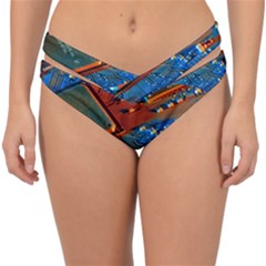 Gray Circuit Board Electronics Electronic Components Microprocessor Double Strap Halter Bikini Bottoms by Cemarart