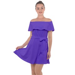 Ultra Violet Purple Off Shoulder Velour Dress by bruzer