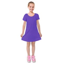 Ultra Violet Purple Kids  Short Sleeve Velvet Dress by bruzer