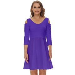 Ultra Violet Purple Shoulder Cut Out Zip Up Dress by bruzer