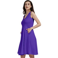 Ultra Violet Purple Sleeveless V-neck Skater Dress With Pockets by bruzer