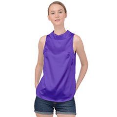 Ultra Violet Purple High Neck Satin Top by Patternsandcolors