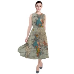 Illustration Ukrainian Folk Seamless Pattern Ornament Round Neck Boho Dress by Proyonanggan