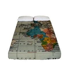 Vintage World Map Fitted Sheet (full/ Double Size) by Proyonanggan