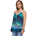 Geometric Pattern Design White Casual Spaghetti Strap Chiffon Top View2