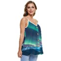 Zig Zag Waves Lines Geometric Casual Spaghetti Strap Chiffon Top View3