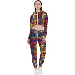 Hexagon Honeycomb Pattern Design Cropped Zip Up Lounge Set by Ndabl3x