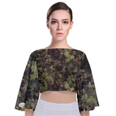 Camouflage Military Tie Back Butterfly Sleeve Chiffon Top by Ndabl3x