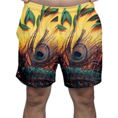 Oceans Stunning Painting Sunset Scenery Wave Paradise Beache Mountains Men s Shorts by Cemarart