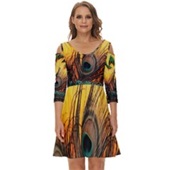 Sunset Illustration Water Night Sun Landscape Grass Clouds Painting Digital Art Drawing Shoulder Cut Out Zip Up Dress by Cemarart