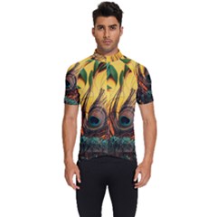 Sunset Illustration Water Night Sun Landscape Grass Clouds Painting Digital Art Drawing Men s Short Sleeve Cycling Jersey by Cemarart