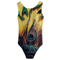 City Lights Sky Landmark Painting Kids  Cut-out Back One Piece Swimsuit by Cemarart
