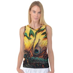 Landscape Bright Scenery Drawing Rivers Blue Lovely Women s Basketball Tank Top by Cemarart