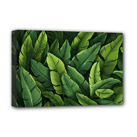 Green Leaves Deluxe Canvas 18  X 12  (stretched) by goljakoff