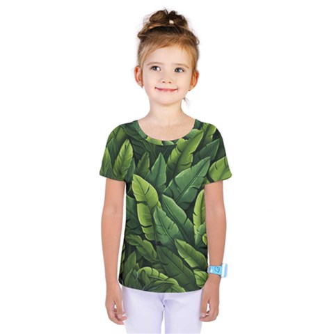 Green Leaves Kids  One Piece T-shirt by goljakoff