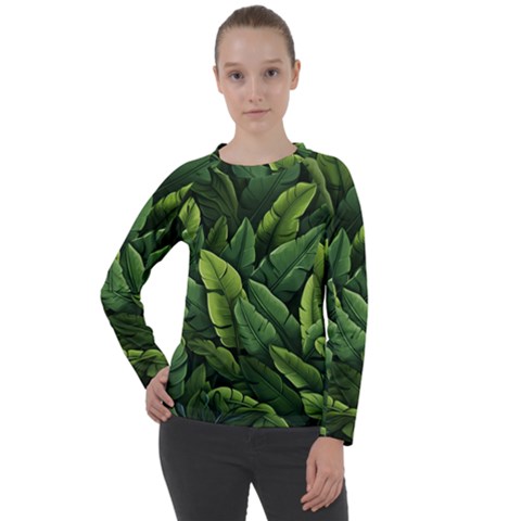 Green Leaves Women s Long Sleeve Raglan T-shirt by goljakoff