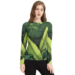 Banana Leaves Pattern Women s Long Sleeve Rash Guard by goljakoff