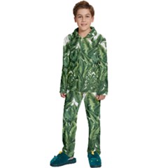 Tropical Leaves Kids  Long Sleeve Velvet Pajamas Set by goljakoff