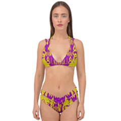 Yellow And Purple In Harmony Double Strap Halter Bikini Set by pepitasart
