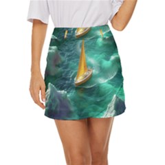 Double Exposure Flower Mini Front Wrap Skirt by Cemarart