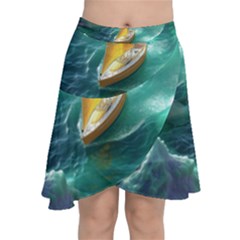 Dolphins Sea Ocean Water Chiffon Wrap Front Skirt by Cemarart