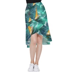Moon Moonlit Forest Fantasy Midnight Frill Hi Low Chiffon Skirt by Cemarart