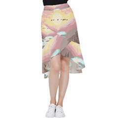 Mountain Birds River Sunset Nature Frill Hi Low Chiffon Skirt by Cemarart