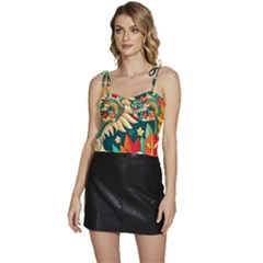 Chinese New Year – Year Of The Dragon Flowy Camisole Tie Up Top by Valentinaart