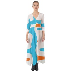 Warp Lines Colorful Multicolor Button Up Boho Maxi Dress by Cemarart