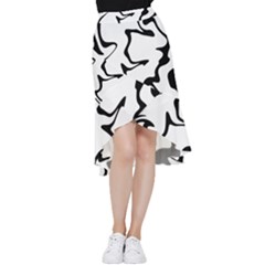 Black And White Swirl Background Frill Hi Low Chiffon Skirt by Cemarart