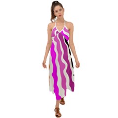Warp Liquid Multicolor Kids Halter Tie Back Dress  by Cemarart