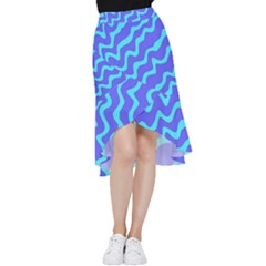 Purple Mint Turquoise Background Frill Hi Low Chiffon Skirt by Cemarart