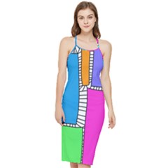 Shapes Texture Colorful Cartoon Bodycon Cross Back Summer Dress by Cemarart