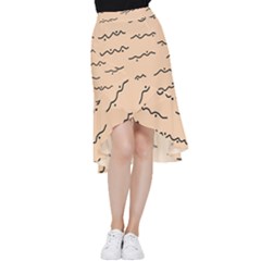 Lines Dots Pattern Abstract Frill Hi Low Chiffon Skirt by Cemarart