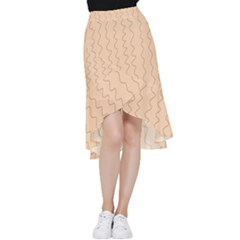Lines Pattern Wiggly Minimal Print Frill Hi Low Chiffon Skirt by Cemarart