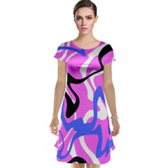 Swirl Pink White Blue Black Cap Sleeve Nightdress by Cemarart