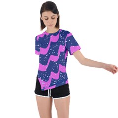 Texture Watercolour Liquify Asymmetrical Short Sleeve Sports T-shirt by Cemarart