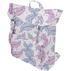Boho Bohemian Leaves Branch Beige Buckle Up Backpack by Cemarart