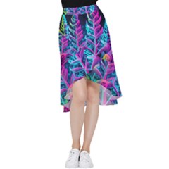 Spring Flower Neon Wallpaper Frill Hi Low Chiffon Skirt by Cemarart
