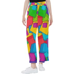 Abstract Cube Colorful  3d Square Pattern Women s Pants  by Cemarart