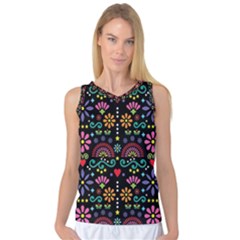 Mexican Folk Art Seamless Pattern Women s Basketball Tank Top by Bedest