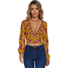 Blooming Flowers Of Orchid Paradise Long Sleeve Deep-v Velour Top by pepitasart