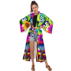 Flower Vase Flower Collage Pop Art Maxi Kimono by Bedest