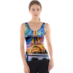 Eiffel Tower Starry Night Print Van Gogh Women s Basic Tank Top by Maspions