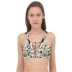 Elegant Hairdresser Pattern Cream Cage Up Bikini Top by TetiBright