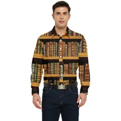 Room Interior Library Books Bookshelves Reading Literature Study Fiction Old Manor Book Nook Reading Men s Long Sleeve  Shirt by Grandong