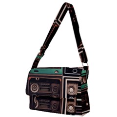 Retro Electronics Old Antiques Texture Wallpaper Vintage Cassette Tapes Retrospective Full Print Messenger Bag (l) by Grandong