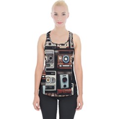 Retro Cameras Old Vintage Antique Technology Wallpaper Retrospective Piece Up Tank Top by Grandong