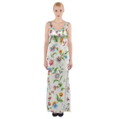 Vintage Floral Flower Pattern Art Nature Blooming Blossom Botanical Botany Thigh Split Maxi Dress by Maspions