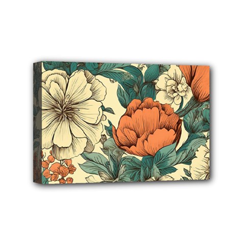 Flowers Pattern Texture Art Colorful Nature Painting Surface Vintage Mini Canvas 6  X 4  (stretched) by Maspions
